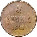 Монета 5 пенни 1889 Русская Финляндия