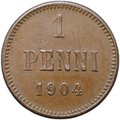 Монета 1 пенни 1904 Русская Финляндия