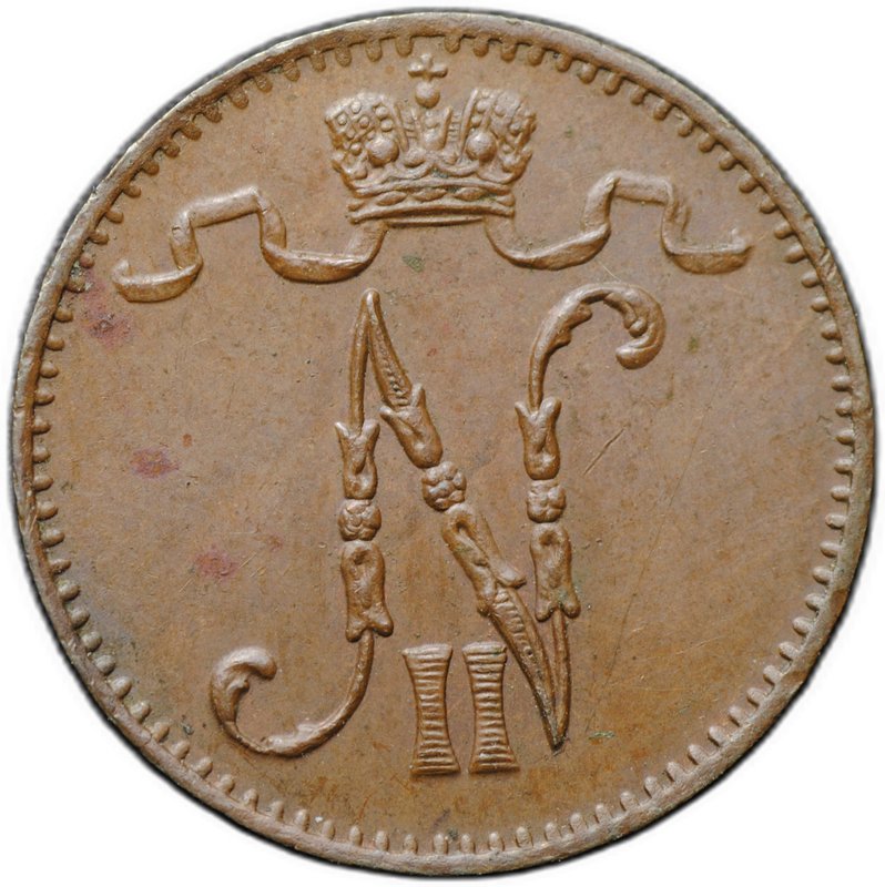Монета 1 пенни 1904 Русская Финляндия