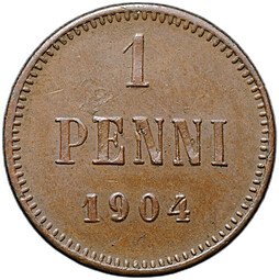 фото для Монета 1 пенни 1904 Русская Финляндия Аверс