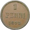 Монета 1 пенни 1893 Русская Финляндия