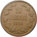 Монета 10 пенни 1916 Русская Финляндия