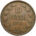 Монета 10 пенни 1910 Русская Финляндия