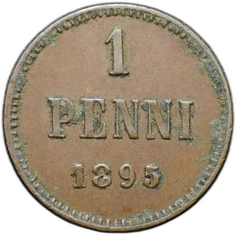 Монета 1 пенни 1895 Русская Финляндия