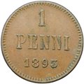 Монета 1 пенни 1893 Русская Финляндия
