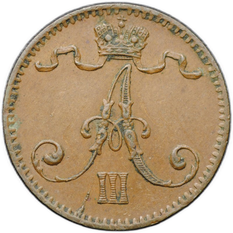 Монета 1 пенни 1893 Русская Финляндия
