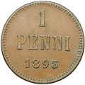 Монета 1 пенни 1893 Русская Финляндия