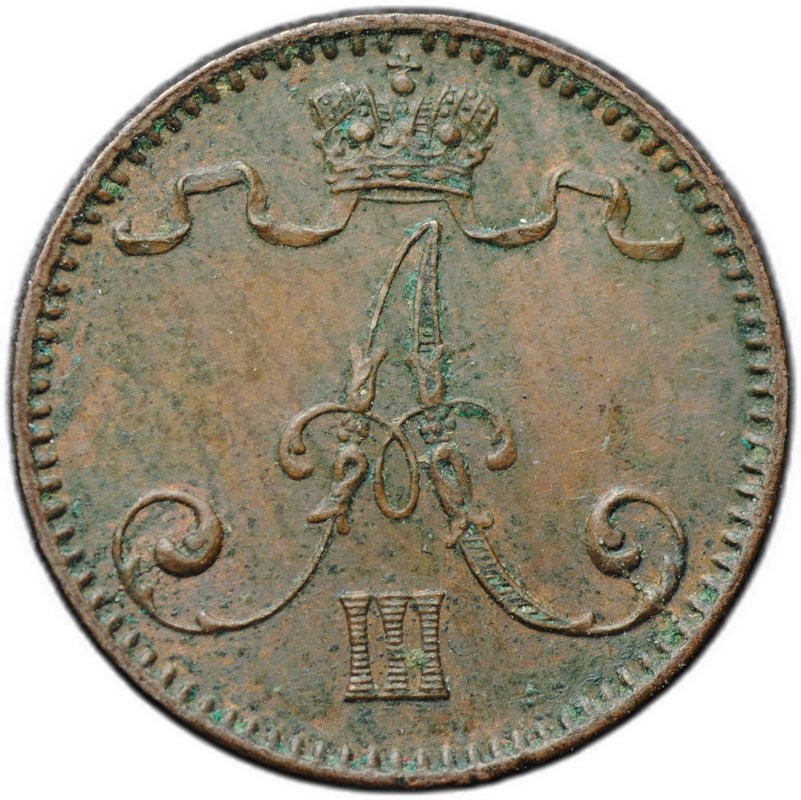 Монета 1 пенни 1892 Русская Финляндия
