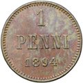 Монета 1 пенни 1894 Русская Финляндия