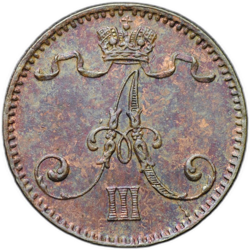 Монета 1 пенни 1894 Русская Финляндия