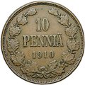 Монета 10 пенни 1910 Русская Финляндия