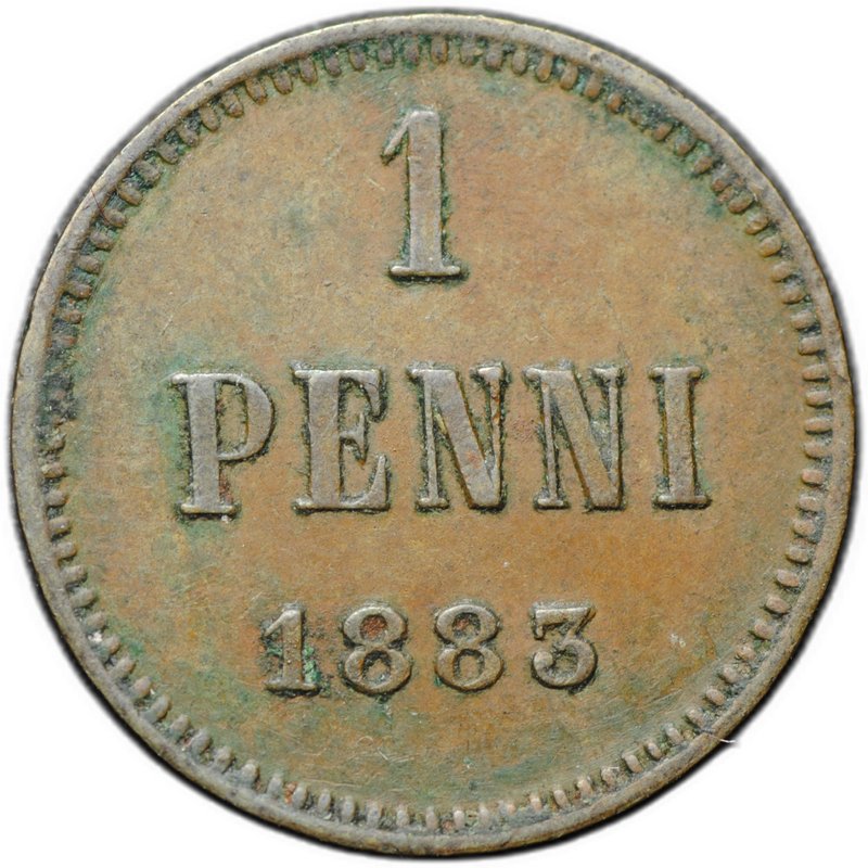 Монета 1 пенни 1883 Русская Финляндия