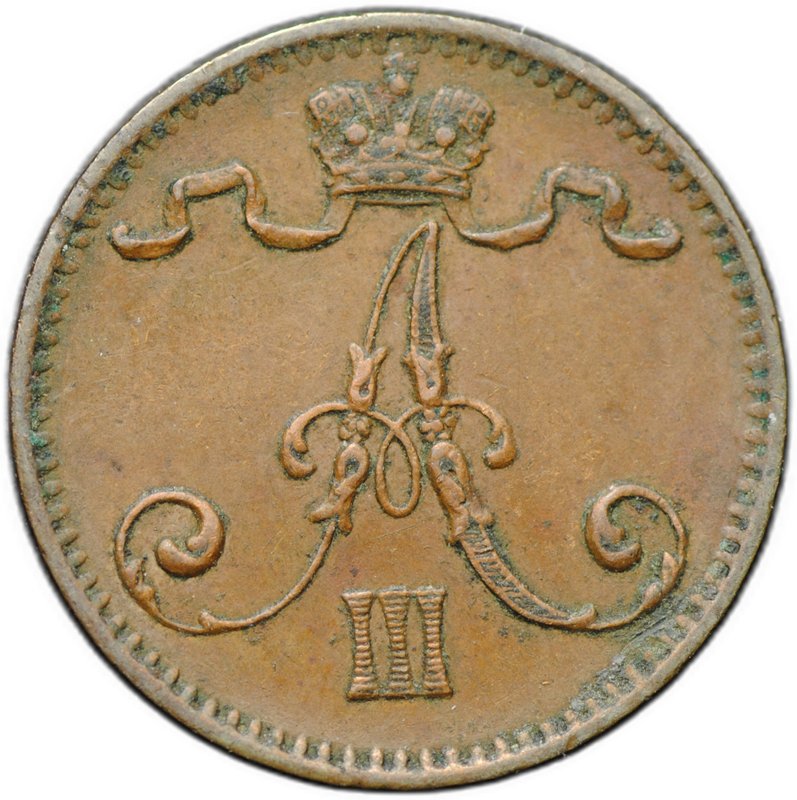 Монета 1 пенни 1883 Русская Финляндия