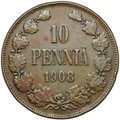 Монета 10 пенни 1908 Русская Финляндия