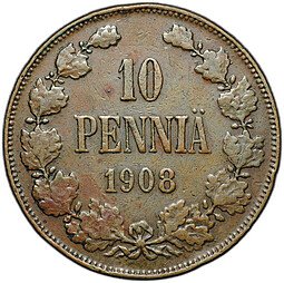 фото для Монета 10 пенни 1908 Русская Финляндия Аверс