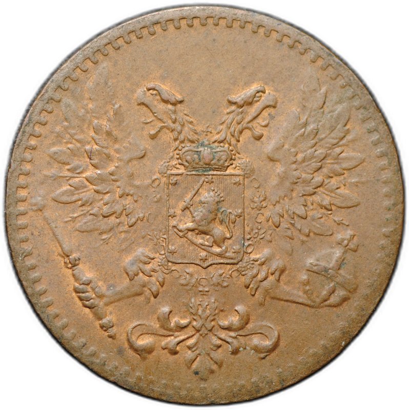 Монета 1 пенни 1917 Русская Финляндия