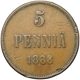 фото для Монета 5 пенни 1888 Русская Финляндия Аверс