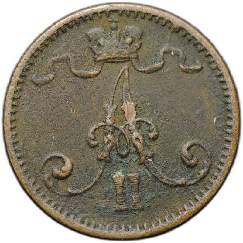 Монета 1 пенни 1874 Русская Финляндия
