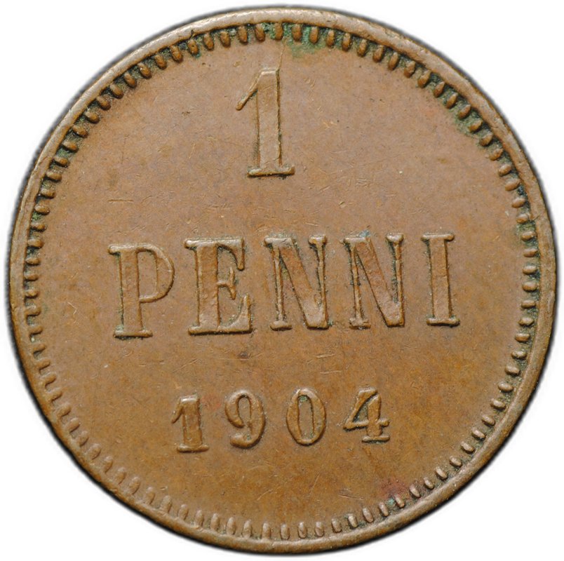 Монета 1 пенни 1904 Русская Финляндия