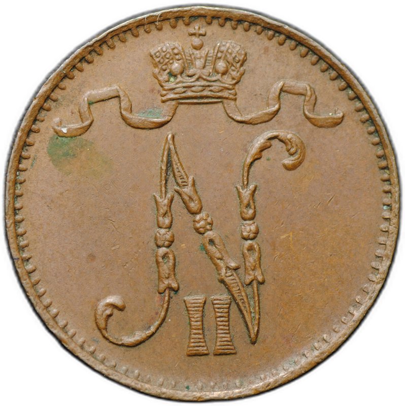 Монета 1 пенни 1904 Русская Финляндия