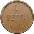 Монета 1 пенни 1904 Русская Финляндия