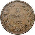 Монета 10 пенни 1875 Русская Финляндия
