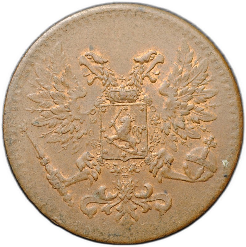 Монета 1 пенни 1917 Русская Финляндия