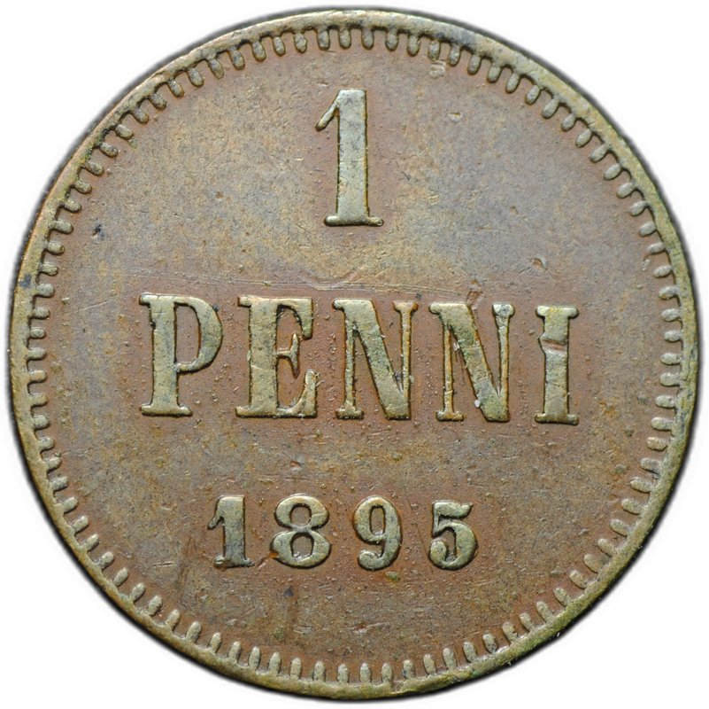 Монета 1 пенни 1895 Русская Финляндия