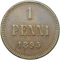 Монета 1 пенни 1895 Русская Финляндия