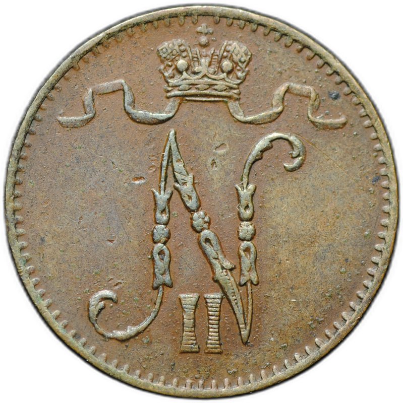 Монета 1 пенни 1895 Русская Финляндия