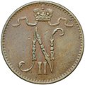 Монета 1 пенни 1895 Русская Финляндия