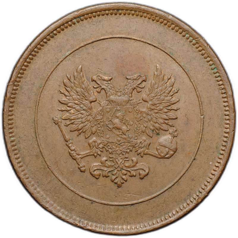 Монета 10 пенни 1917 Гербовой орел без корон Русская Финляндия