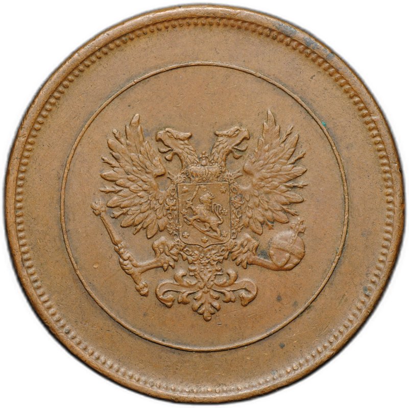 Монета 10 пенни 1917 Гербовой орел без корон Русская Финляндия
