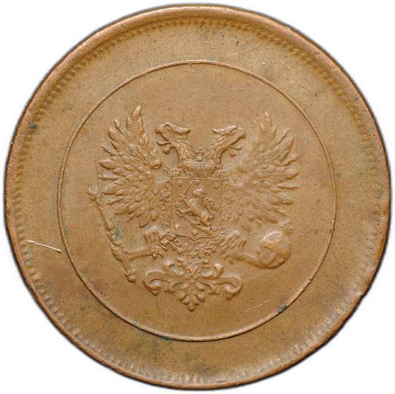 Монета 10 пенни 1917 Гербовой орел без корон Русская Финляндия