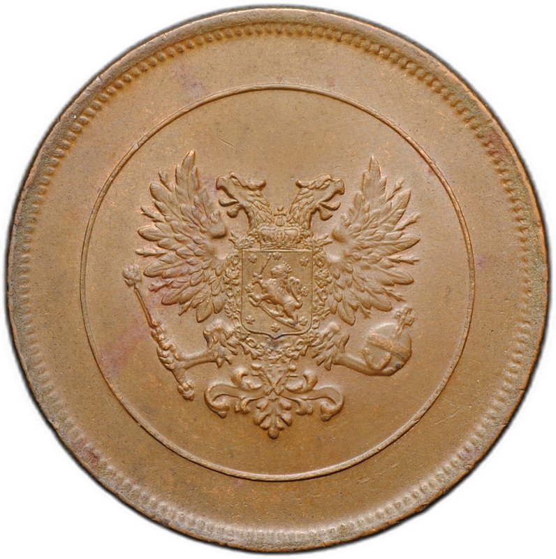 Монета 10 пенни 1917 Гербовой орел без корон Русская Финляндия
