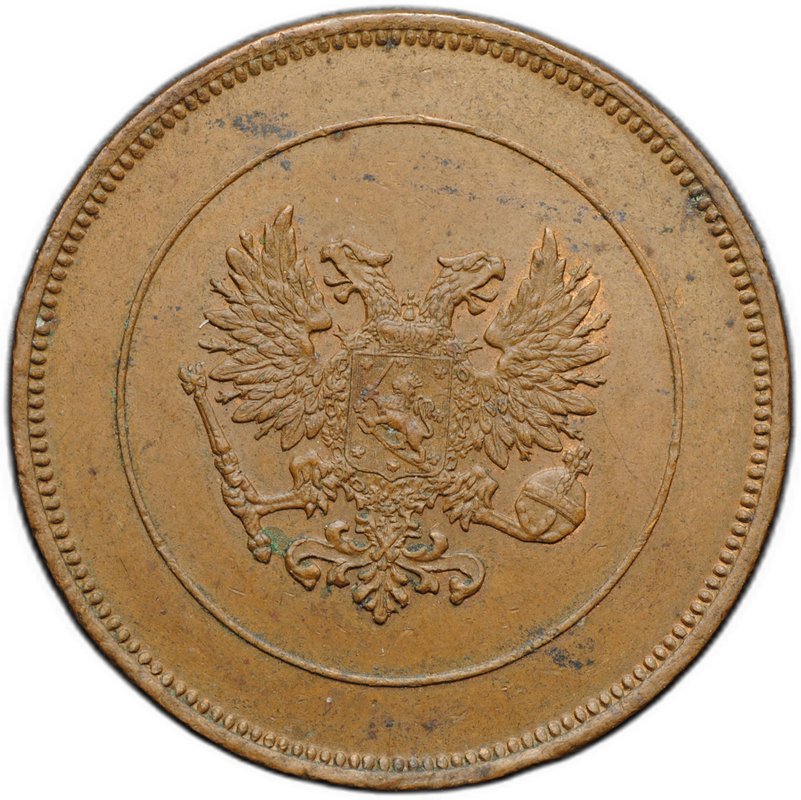 Монета 10 пенни 1917 Гербовой орел без корон Русская Финляндия