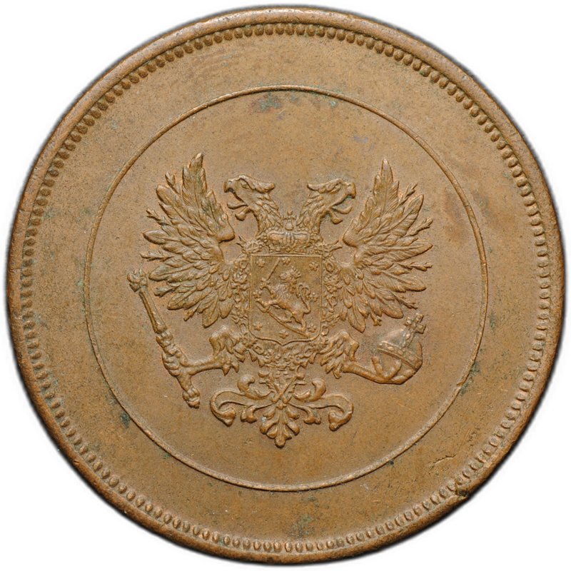 Монета 10 пенни 1917 Гербовой орел без корон Русская Финляндия