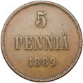 Монета 5 пенни 1889 Русская Финляндия