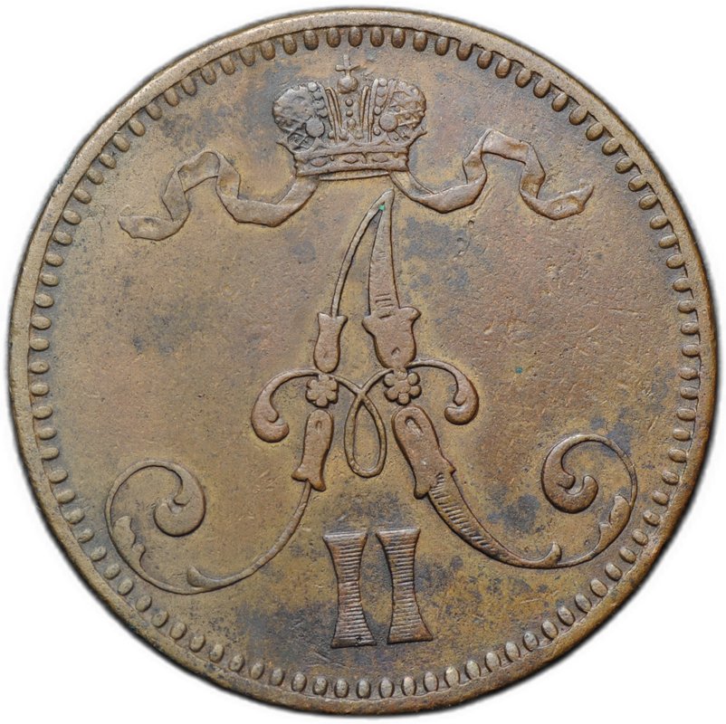 Монета 5 пенни 1866 Русская Финляндия