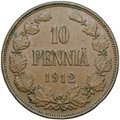 Монета 10 пенни 1912 Русская Финляндия
