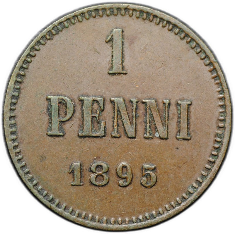 Монета 1 пенни 1895 Русская Финляндия