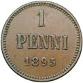 Монета 1 пенни 1895 Русская Финляндия