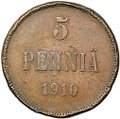 Монета 5 пенни 1910 Русская Финляндия