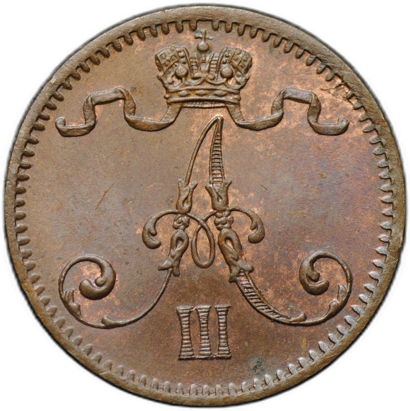 Монета 1 пенни 1883 Русская Финляндия