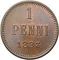 Монета 1 пенни 1883 Русская Финляндия