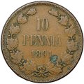 Монета 10 пенни 1891 Русская Финляндия