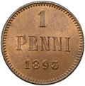Монета 1 пенни 1893 Русская Финляндия