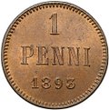 Монета 1 пенни 1893 Русская Финляндия