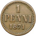 Монета 1 пенни 1871 Русская Финляндия