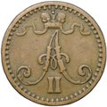 Монета 1 пенни 1871 Русская Финляндия